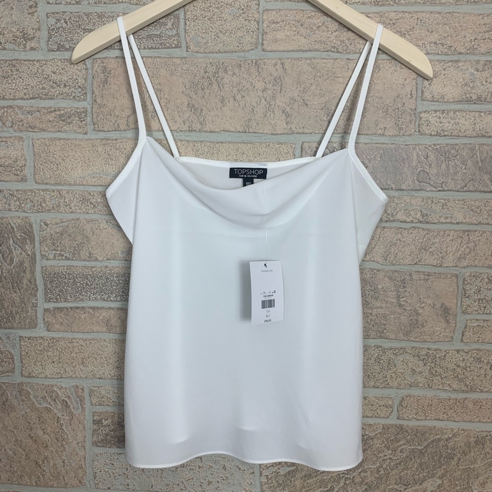 NWT Top Shop 12 White Cowl Neck Cami Tank Top - Picture 6 of 8
